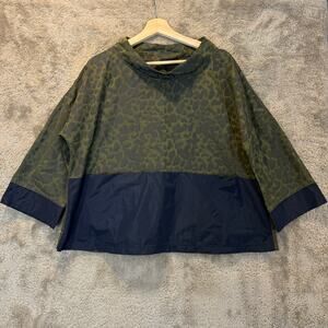 Sun Kim Tammy Tunic  Taffeta Boxy Structured Blouse Top Lagenlook Pullover M
